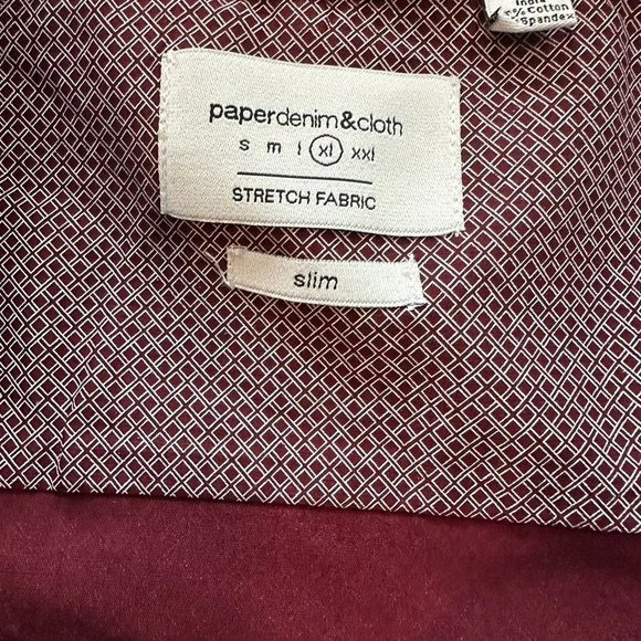 Mens paperdenim & cloth button down shirt xl slim maroon and navy blue - Picture 5 of 5